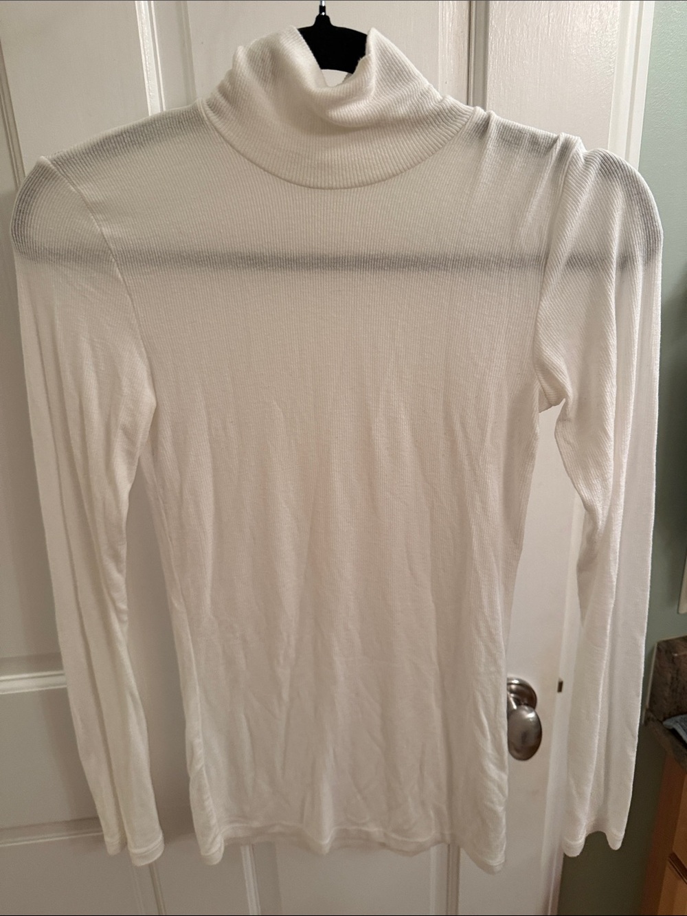 Women's White Ribbed Turtleneck Long Sleeve Top - Wildred